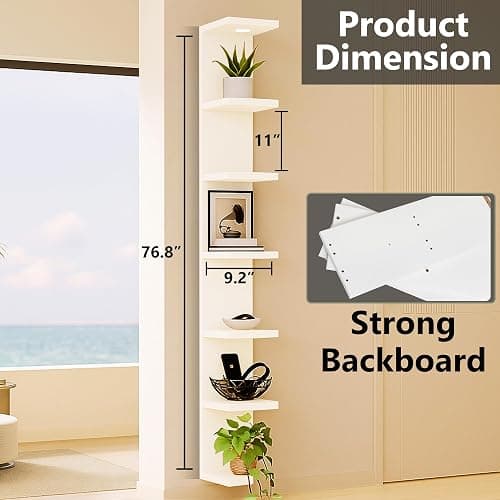 home stuff Lack Wall Shelf Unit with Extra Strong Backboard, Versatile 7 Tier Shelf Unit, White Lack Wall Shelf, Display Floating Shelf with LED Remote Control Light (White) thumbnail 3