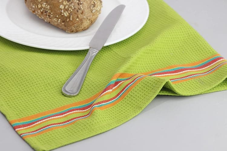 COTTON CRAFT Salsa Stripe Kitchen Towels - 8 Pack 100% Cotton Dish Cloth | 16x28 inch Multi - Absorbent Reusable Low Lint Quick Dry - Multi Purpose Cooking Drying Restaurant Bar Cleaning Cloth Napkin thumbnail 9