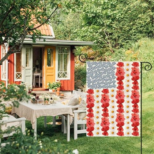 AVOIN colorlife Patriotic Memorial Day American Garden Flag 12x18 Inch | Double Sided, Weather & Fade Resistant, Yard Outdoor Decoration, Featuring Myosotis Poppy design, 4th of July thumbnail 2