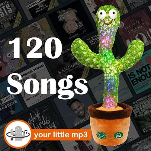 Pbooo [Update Volume Adjustable Dancing Cactus Mimicking Toy, Talking Repeat Singing Cactus Toy 120 Pcs Songs for Baby 16s Record Your Sound with Led Light thumbnail 8