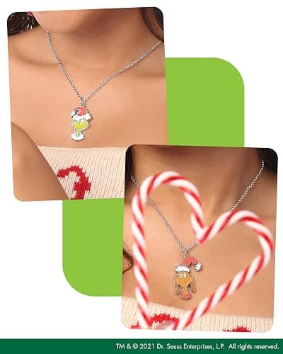 SALLY ROSE The Grinch and Max Pendant BFF Necklace for 2 Official License, 16"+3" Fashion Max and Grinch Necklaces thumbnail 2