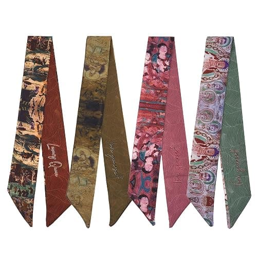 QIUTIMIY 4 Pack Purse Scarf Handbags Skinny Twill Hair Scarves Narrow Neck Scarf Band Women Fashion Accessories Bag Charms - Image 1