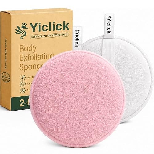 Exfoliating Body Scrubber, 2 Pack Shower Loofah Sponge with Handle, Dual-Sided Body Scrub Pad for Bathing, Rich Lather Bath Sponge for Men and Women - Image 1