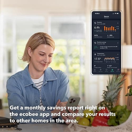 ecobee Smart Thermostat Premium with Smart Sensor and Air Quality Monitor - Programmable Wifi Thermostat - Works with Siri, Alexa, Google Assistant, Black thumbnail 14