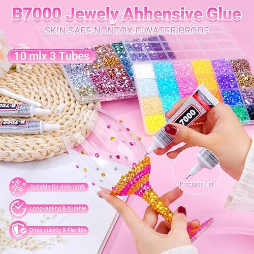 Atifober 69000Pcs 48 Colors Bedazzler Kit with Rhinestones and Tools, 3mm Bling Bedazzle Gems for Crafting Flat Back Crystal Resin Jelly Rhinestones with 3pcs B7000 Glue for Book Clothes Shoes Decor thumbnail 3