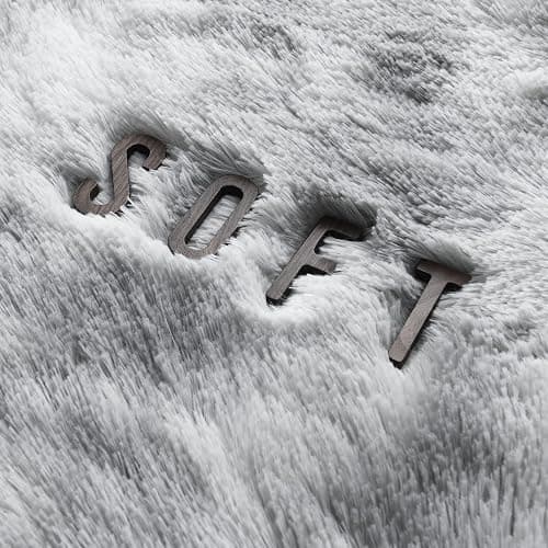 Hutha 4x6 Large Area Rugs for Living Room, Super Soft Fluffy Modern Bedroom Rug, Tie-Dyed Light Grey Indoor Shag Fuzzy Carpets for Girls Kids Nursery Room Home Decor thumbnail 7