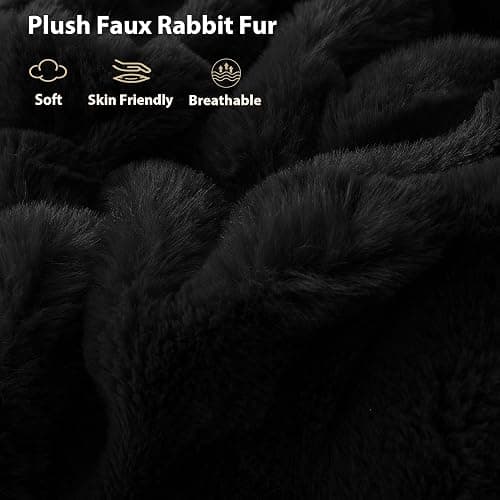 LIFEREVO Fluffy Faux Rabbit Fur Body Pillow Cover, Luxury Bubble Waffle Shaggy Plush Bed Body Pillowcase with Zipper Closure, Long 20"x54" Fuzzy Furry Pillow Case for Adults Kids Girls Teens, Black thumbnail 4