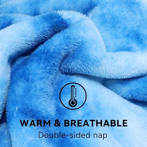 Blue Fleece Blanket, Soft Plush Microfiber Throw for Couch, Sofa, Bed, Luxury Cozy Warm Lightweight Blanket, Living Room Bedroom Home Decor, Travel Camping Gifts for Women and Men thumbnail 6