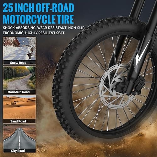 GT73 Electric Dirt Bike for Adults 2000W Electric Bike with 1747Wh(48V 18.2AH*2) Removable Batteries 37MPH/85Mile Range 25" x2" Motorcycle Tires Dual Hydraulic Brakes & Full Suspension (gt73-1) thumbnail 4