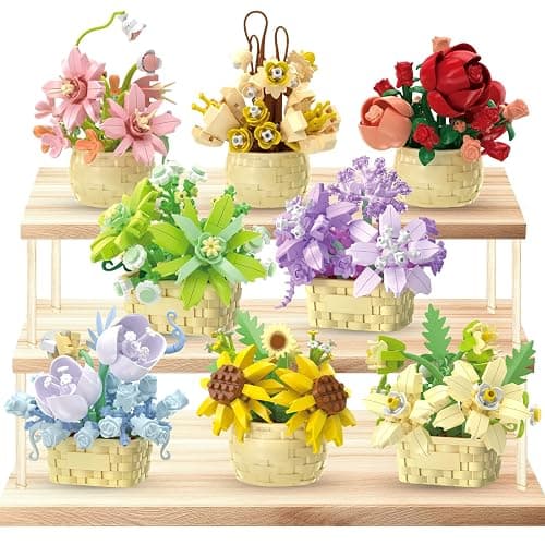 SJIADA 8 Pieces Flower Block Set- 1361 Pieces, Plant and Succulent Toys，Birthday Gift for Women and Girls As a Decoration or Adult Block Toy thumbnail 8