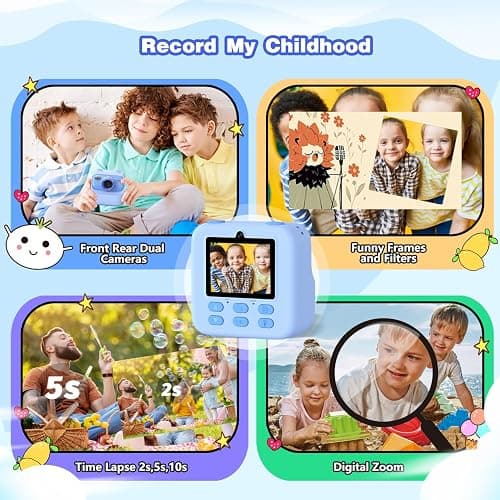 masterbee Kids Camera Instant Print Photo, Birthday Gifts for Girls and Boys, Kids Digital Camera Toys, 1080P HD Video, 3 4 5 6 7 8 9 10 11 12 Year Old Boy Gifts/Girl Gifts thumbnail 4