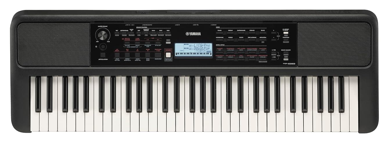 Yamaha 61 Touch Sensitive Keys Portable Keyboard for Beginners with Music Rest, Power Adapter PSR-E383 - Image 1