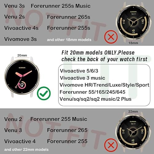 Laband 20mm Colorful Sport Silicone Watch Band Compatible With Garmin Vivoactive 6/Vivoactive 5/3/Forerunner 570 42mm/165/55/245/645/Venu Sq 2/Venu, Recycled Plastic Soft Strap Replacement for Women thumbnail 4