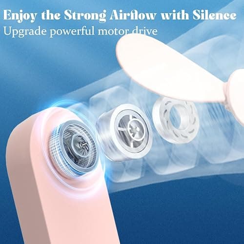 Lerat Portable Handheld Fan, 2 IN 1 Mini Hand Fan, Battery Operated [8-15 Working Hours], USB Rechargeable Personal Foldable Fan for Indoor, Small Pocket Fans Travel Essentials for Outdoor (Pink) thumbnail 3