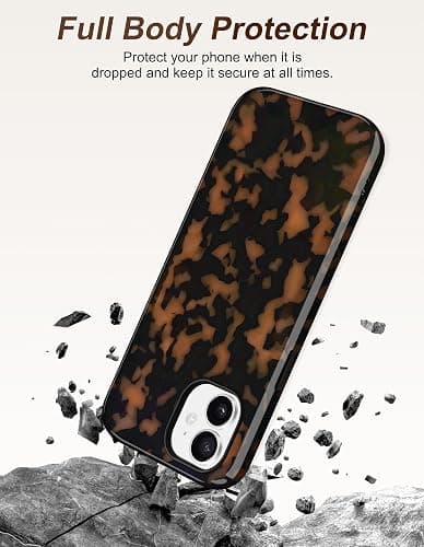 Jusy Compatible with MagSafe Brown Tortoise Shell Print Phone Case for iPhone 12/12 Pro, Amber Trendy Luxury Magnetic Soft TPU and Hard PC Protective Phone Cover for Women Girls - Yellow thumbnail 3