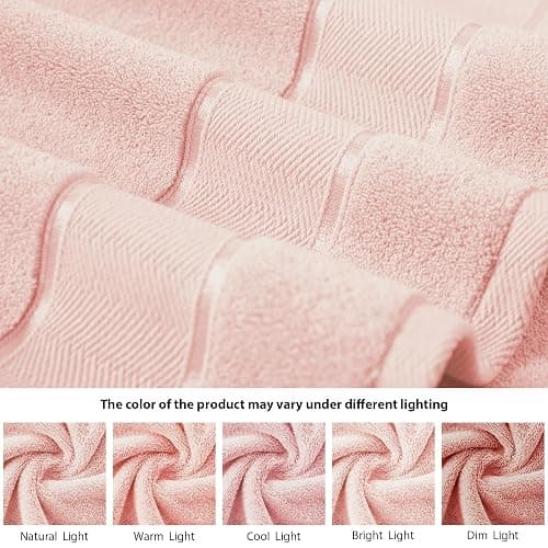 Marvione Bath Towels Set 6 Piece, 100% Turkish Cotton Highly Absorbent and Soft Towels for Bathroom 2 Bath Towels 2 Hand Towels 2 Washcloths, Pink thumbnail 4