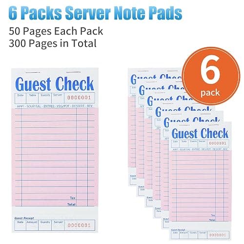 ZPARIK 6 Pack Pink Guest Checks Books for Servers Server Note Pads, Waiter Checkbook, Waitress Notepad for Restaurants, Paper Checks 50 Sheets/Pack, 300 Total Tickets thumbnail 5