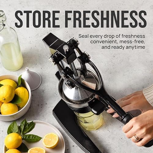 Zulay Kitchen Cast-Iron Orange Juice Squeezer - Easy-to-Clean, Heavy-Duty, Professional Citrus Juicer - Stainless Steel Lemon Squeezer - Manual Citrus Press & Orange Squeezer - Orange Juicer (Black) thumbnail 9