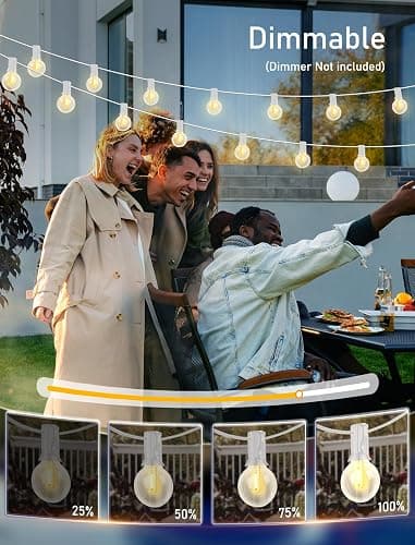 Goothy 50Ft Outdoor LED String Lights with 52 Shatterproof G40 LED Clear Globe Bulbs, Edison Vintage Bulbs E12 Base Hanging Sockets, Decorative Lighting for Café Patio Porch Party Yard Christmas-White thumbnail 3
