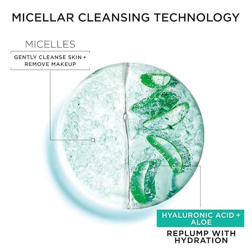 Garnier Micellar Water with Hyaluronic Acid, Facial Cleanser & Makeup Remover, Hydrating and Plumping, For All Skin Types, Vegan, Cruelty Free, 13.5 Fl Oz (400mL), 1 Count thumbnail 4