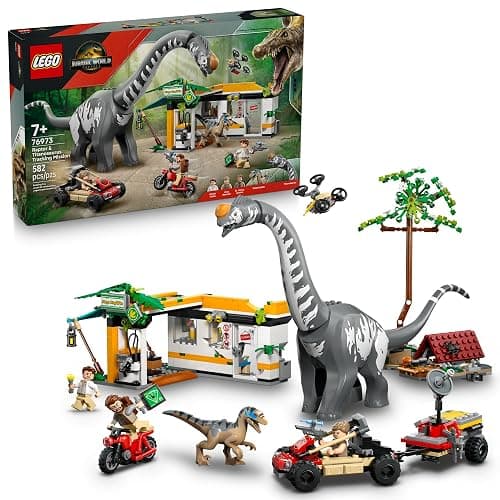 LEGO Jurassic World Raptor & Titanosaurus Tracking Mission Kids Toy - Building and Learning Toy for Pretend Play - Dinosaur Action Figures for Boys & Girls, Ages 7+ - Gift Idea for Birthdays -76973 - Image 1