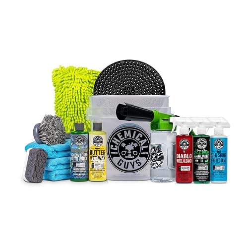 Chemical Guys HOL126 14-Piece Arsenal Builder Car Wash Kit with Foam Gun, Bucket, and (5) 16 oz Car Care Cleaning Chemicals, Gift for Car & Truck Lovers, Dads and DIYers (Works w/Garden Hose) - HOL126 - Image 1