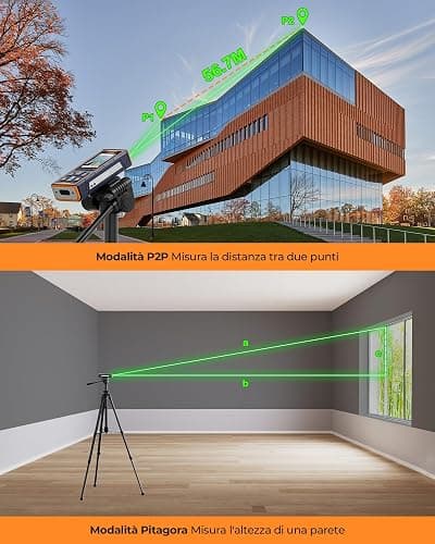 120M Metro laser, CIGMAN telecamera integrata, telemetro laser con fotocamera zoom 4x, schermo LCD, dispositivo di misurazione laser IP65, 16 modalità di misurazione per esterni, (CD-120G) thumbnail 4