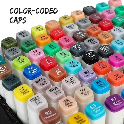 Buecs Alcohol Markers Brush Tip: Double Tipped Art Marker, 80 Count, suitable for Adults Artists Painting, Coloring Drawing Sketching, Multicolor thumbnail 5