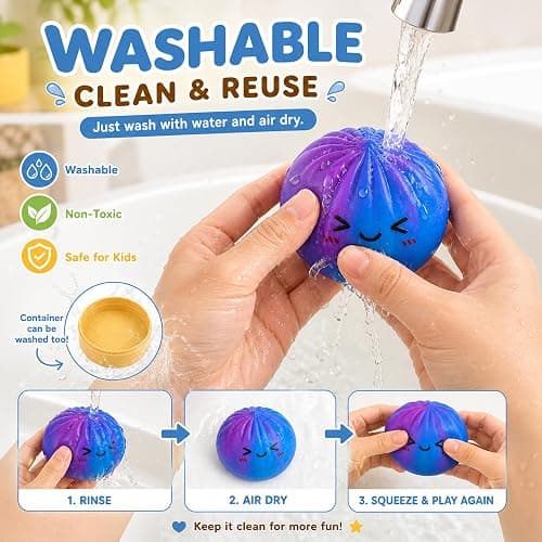 Tansix Blue and Yellow Dumpling Squishies New Mystery Squishies Dumpling with Box Stress Relief Balls Sensory Toys Desk Squeeze Toys Gift(2PC) thumbnail 5