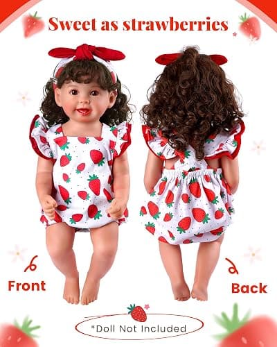 BABESIDE Reborn Baby Doll Clothes for 18-20 Inch Dolls, Strawberry Outfit | Cute Doll Clothing for Dress-Up Pretend Play, Soft Doll Accessories for Birthdays and Holidays, Doll Not Included, Ages 3+ thumbnail 4