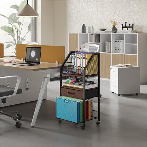 Homsorout Rolling File Cart with Wheels - Utility Storage Cart with Drawers for Office, Home, Classroom Organization, Rolling Cart for Books, Files, and Supplies thumbnail 6