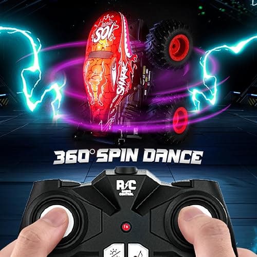 BEZGAR Monster Truck Toys - Remote Control Monster Truck with Light & Music, Dinosaur Toys for Kids, 1:20 Scale RC Truck with 360° Spins and Drifting, Remote Control Car for Boys 4-7 Red thumbnail 4