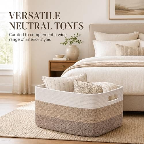 OIAHOMY Blanket Basket Laundry Basket Dog Toy Basket 75L Gradient Brown | Large Storage Basket,Baby Basket,Toy Storage,Woven Rope Basket for Blankets,Blanket Storage for Living Room thumbnail 7
