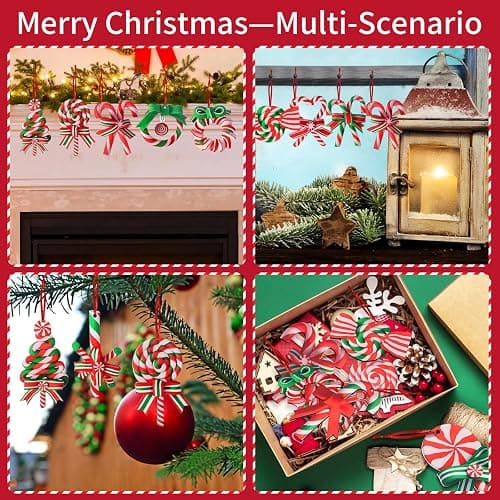 16PCS Christmas Lollipop Ornaments, Cane Hanging Christmas Ornaments Colorful Peppermint Candy Ornaments for Xmas Tree Party Home Party thumbnail 6