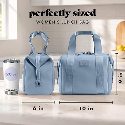 Fit & Fresh Remi Neoprene Lunch Bag for Women w/Ice Pack & Containers | Machine Washable Lunch Box For Women, Self Insulating Durable Neoprene, Large Capacity For Nurses, Teachers, School, Work thumbnail 2