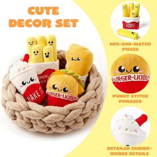 JOYIN 4 Pcs Emotional Support Plushies, Easter Fast Food Plush Stuffed Toys Set, Cute Burger Fries & Milkshake Plush Pillow for Girls Boys Teens, Fun Comfort Food Gift Box for Birthday & Care Package thumbnail 6