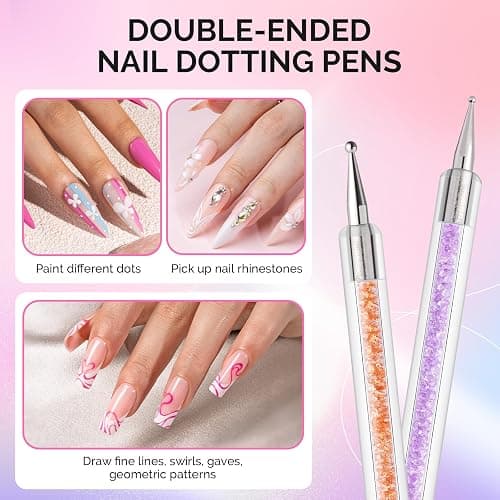 MelodySusie 10Pcs Nail Art Sculpture Pen and Acrylic Nail Dotting Pen Acrylic Dual Tipped Brushes for Resin Nail Art Tools for Design Nail Foil Carving Drawing Effect Shaping Drawing Nail Tools thumbnail 5