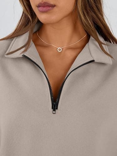 Trendy Queen Womens Oversized Sweatshirts Fall Sweaters Fashion Hoodies Half Zip Pullover Long Sleeve Shirts Clothes thumbnail 5