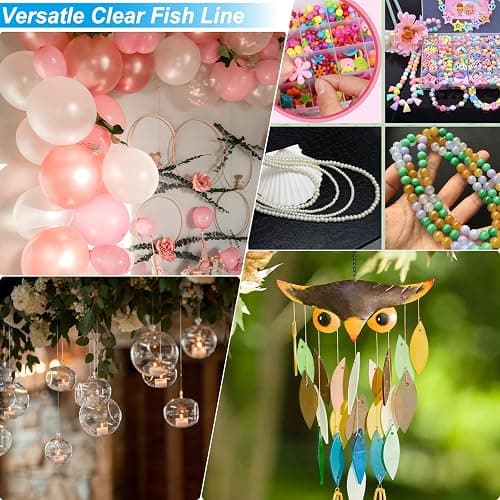 Clear Fishing Wire,755FT Monofilament Fishing Line,Clear String for Hanging,Strong Wire Invisible Nylon Thread for Hanging Balloon,Garland,Picture,Crafts,Decorations,Suitable for Beading Sewing thumbnail 5