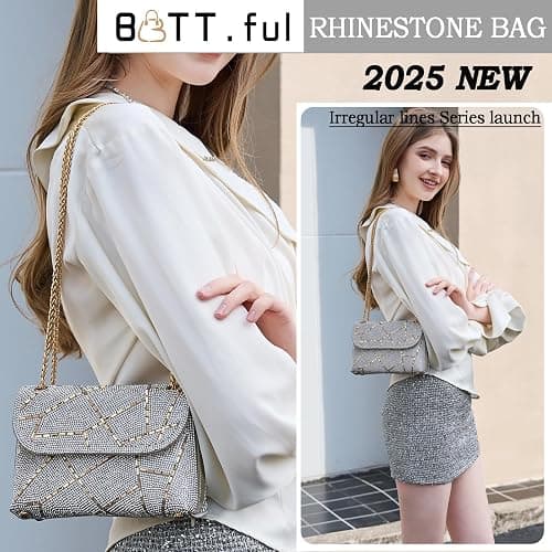 BBTT.ful Shoulder Bags Crossbody Bag Purses Handbags Crystals Rhinestone Evening Bag for Women Clutch Purse with Chain thumbnail 2