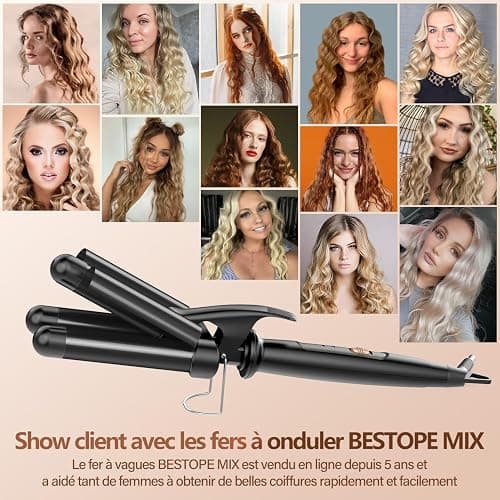 Boucleur 3 Tete Fer a Boucler- BESTOPE MIX 22mm Boucleur a Cheveux en Céramique Fer à Friser 2 Températures, Fer a Onduler Chauffage Rapide pour Cheveux Longs, Courts thumbnail 5
