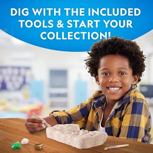 National Geographic Gemstone Dig Kit – Dig Up 10 Real Gemstones and Crystals, Science Kit for Kids, Gem Digging Kit, Gift for Girls and Boys, Mining Kit, Rock Collection thumbnail 4