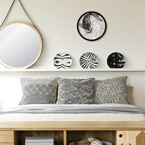 Creoate Black and White Metal Wall Art for Bathroom, Zen Decor Japanese Wall Art Koi Fish Artwork for Home Office Decoration, 11.8 x 11.8 inches - Metal - 11.8L" x 11.8W" thumbnail 6