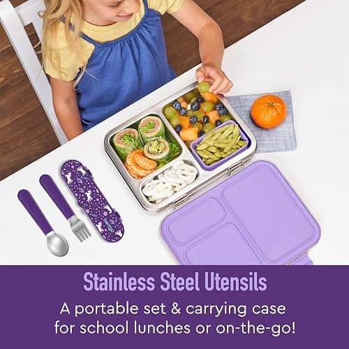 Bentgo Kids Stainless Steel Utensil Set - Reusable Fork, Spoon & Storage Case, PFAS- & BPA-Free, Easy-Grip Handles, Lightweight, Dishwasher Safe, School Lunch, Travel & Outdoors (Unicorn) thumbnail 3