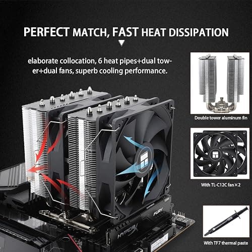 Thermalright Peerless Assassin 120 SE CPU Cooler, 6 Heat Pipes AGHP Technology, Dual 120mm PWM Fans, 1550RPM Speed, for AMD:AM4 AM5/Intel LGA 1700/1150/1151/1200/1851,PC Cooler thumbnail 5
