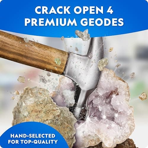 National Geographic Break Open 4 Geodes Science Kit – Includes Goggles & Display Stand - STEM Science Gift for Boys & Girls, Break Your Own Geodes thumbnail 2