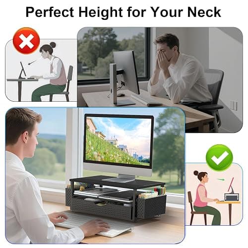 Spacrea Desk Organizers and Accessories, Printer Stand with Storage, Black | Drawer and 2 Pen Holder, Applicable to Monitor Stand, Printer Stand, Latpot Stand thumbnail 6