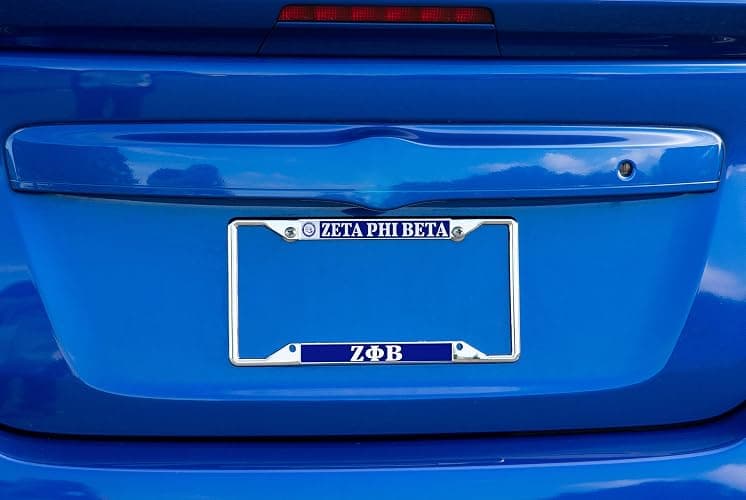 Desert Cactus Zeta Phi Beta Car Accessories Zetas ZPHIB Sorority Metal License Plate Frame and Tag Holder for Front or Rear of Car (Crest LP Frame) thumbnail 2