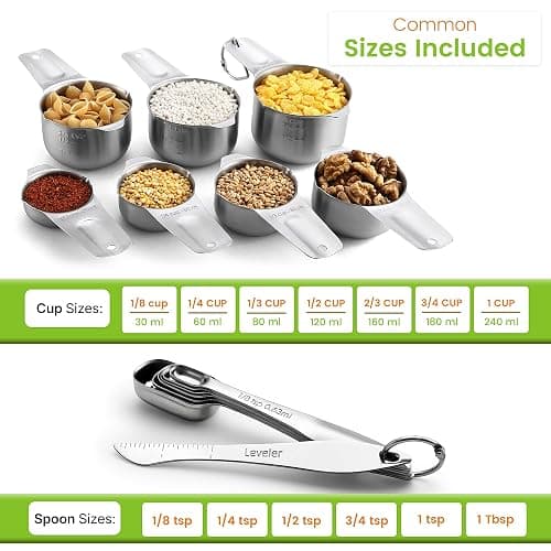 Spring Chef Stainless Steel Measuring Cups and Spoons Set of 14 with Leveler, Nesting Kitchen Metal Measuring Cups and Spoons Set for Dry and Liquid Ingredients, Perfect for Cooking & Baking thumbnail 4