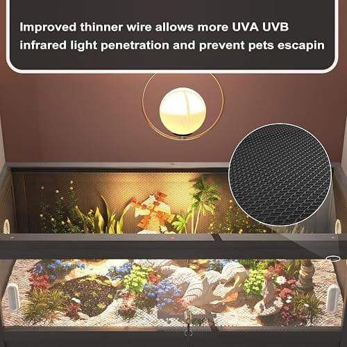 WAYTRIM Reptile Terrarium with Stand, 30 Gallon Reptile Tank with Adjustable Storage Cabinet, Wheels & Metal Mesh Roof Door, Reptile Habitat Enclosure for Snake/Lizard/Gecko thumbnail 3